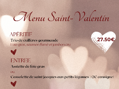 MENU SAINT VALENTIN 27,50€